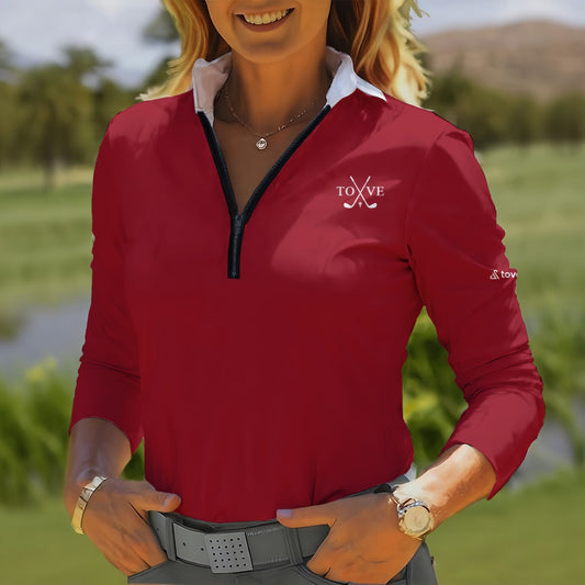 TOVE Women’s Quarter-Zip Sport Polo – Long Sleeve Performance Style