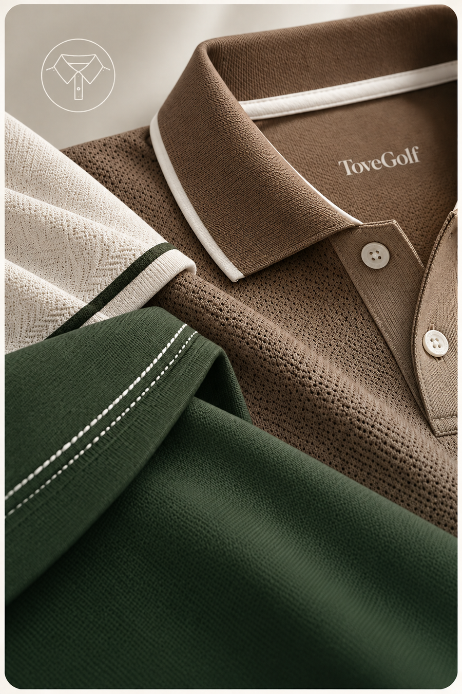 Collar and button placket detail on a ToveGolf polo